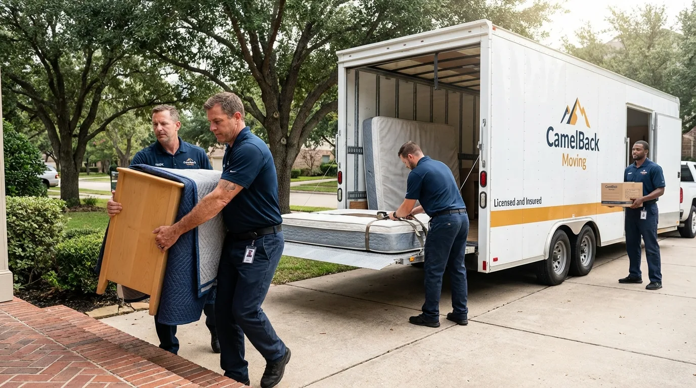 Crew loading residential truck for cross-state move from Friars Point, MS